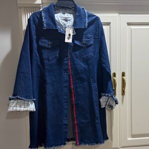 Blue Denim Jacket with Frayed Edges
